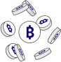 Bitcoins falling icon